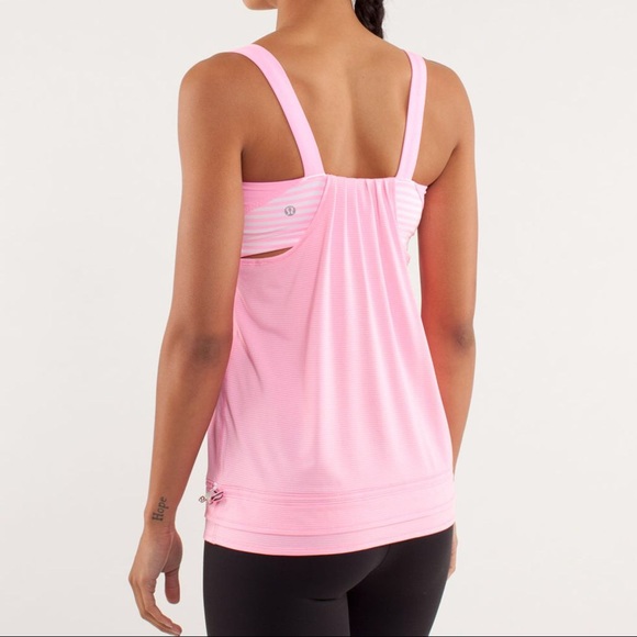 Lululemon Run Back On Track Pink Shell Stripe Tank - Picture 3 of 16